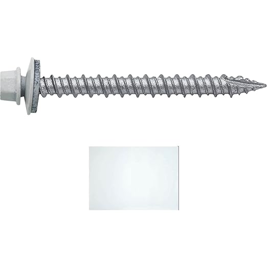 Metal ROOFING SCREWS: (250) 10 x 2" Brite White Hex Head Sheet Metal Roof Screw. Self starting metal to wood siding screws. EPDM washer. Colored head