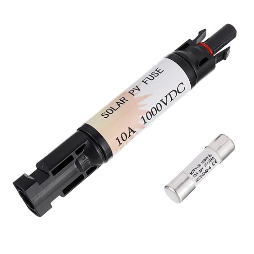 10A Solar Fuse Holder, Black, with Fuse, IP67 Waterproof, 1000V 10A, MC4 Compatible