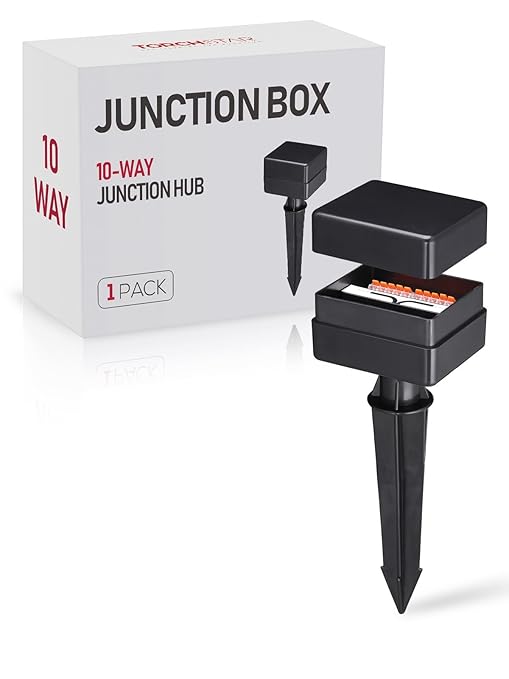 LEONLITE 10-Way Junction Hub for Low Voltage Landscape Light Outdoor, 12-15V AC/DC Path Lighting Junction Box, Fit 9-21 Gauge Wire Landscape Wire Connectors, IP65, Suitable for Garden Yard