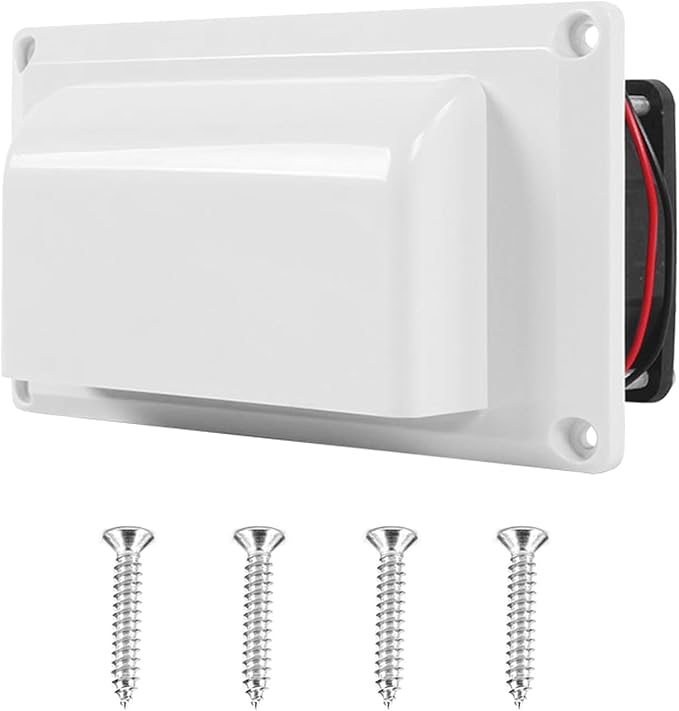 Flylin 12V RV Side Vent Fan, Air Vent Ventilation Fan with Mounting Screws Plastic Exhaust Fan for RV Motorhome Caravan Camper Boat Marine Yacht (White)