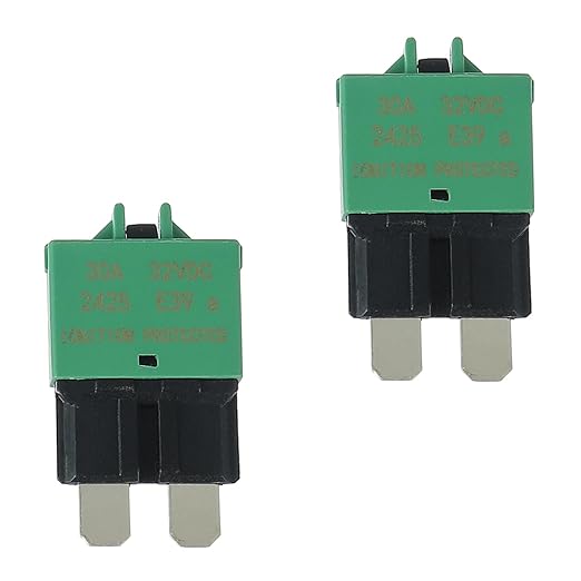 30A DC 12V-32V Manual Reset Circuit Breaker ATC/ATO Low Profile T3 Mini Blade Fuses Breakers for Car Trucks Marine Boat RV Solar and More,2 Pack
