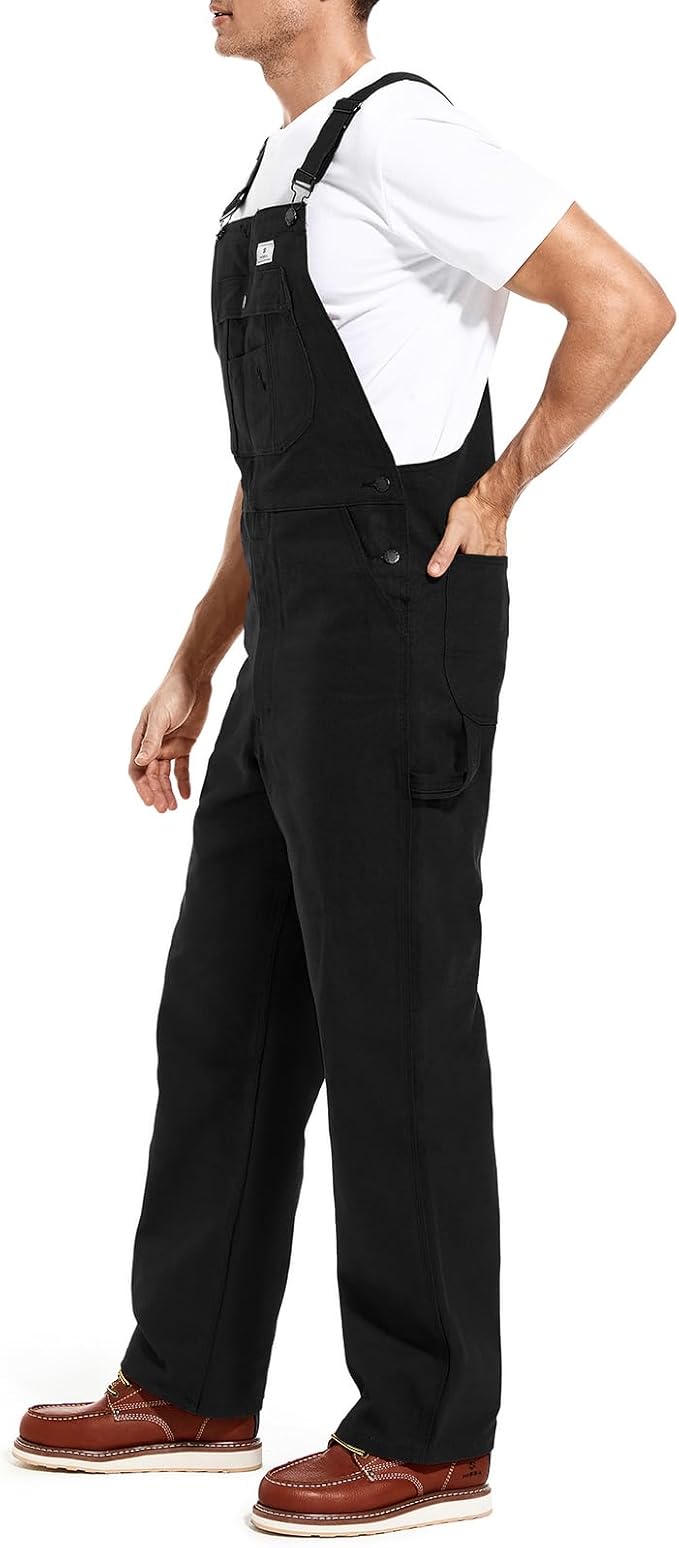 HISEA Men's Relaxed Fit Duck Bib Overall with Adjustable Straps and Convenient Tool Pockets