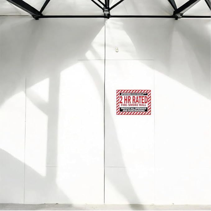 2 HR Rated Fire/Smoke Wall Label, Protect All Openings and Penetrations Sign Sticker 10 x 14 OSHA