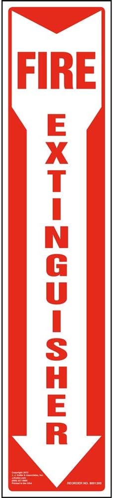 Fire Extinguisher Sign 2-pk. with Vertical Red & White Down Arrow, 4" x 18" Permanent Self Adhesive Vinyl with Rounded Corners, J. J. Keller & Associates, Inc.