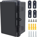 Junction Box, Hinged Black Cover IP67 Waterproof ABS Project Box with Mounting Plate Electrical Box Enclosure with Wall Bracket 8.3 x 5.1 x 4.3inch(210x130x110mm)