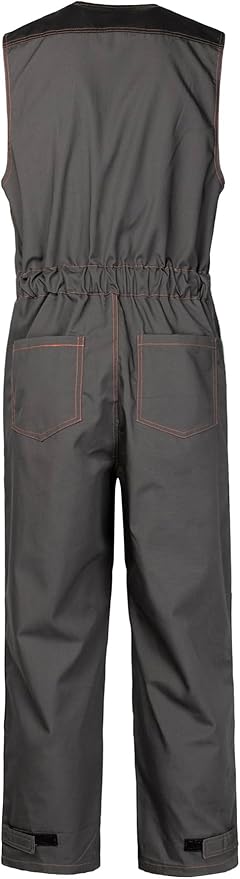 Men's Sleeveless Coveralls Multi-Functional Mechanics Workwear Stylish Work Coveralls Overalls Cargo Jumpsuit