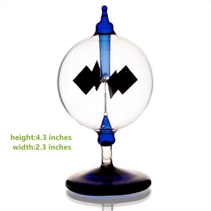 Solar Crookes Radiometer Glass Windmill Handmade for Party Home Decoration Gift Blue S