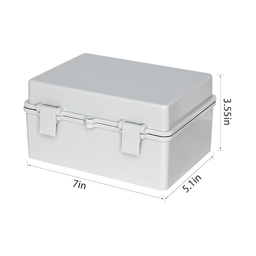 Waterproof Electrical Box ABS Waterproof Electrical Junction Box IP66, Weatherproof Plastic Enclosure with Mounting Plate, for LED Lights Solar Panels CCTV Cameras (7"x5.1"x3.5")