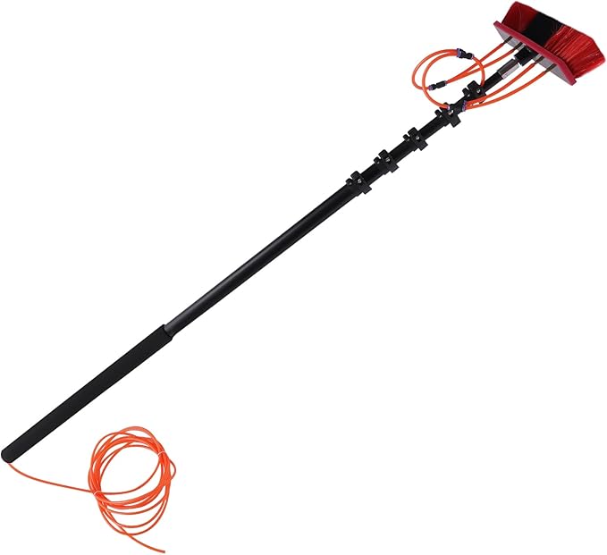 20 Ft Reach Solar Panel Cleaning Brush & Pole Lightweight Water Fed Pole Kit Professional System for Window & Glass Cleaning Washing Equipment Tool Scrubber Brush & Spray Washer Water Fed Pole