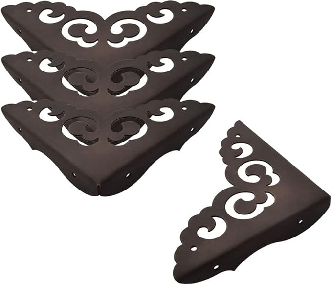 Metal Corner Protectors for Wood Boxes Furniture, Vintage Decorative Corner Guards for Box Door Table Furniture Corner Edge Safety Guard Pack of 4