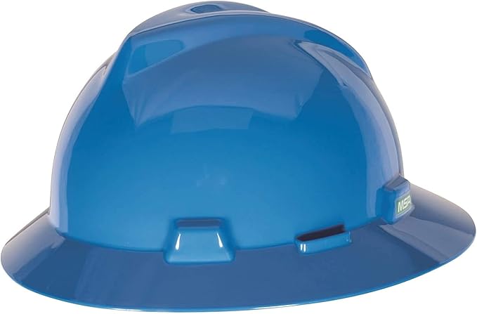 MSA V-Gard Full-Brim Hard Hat with Suspension - Polyethylene Shell, Superior Impact Protection and Self Adjusting Crown Straps - Standard Size Hard Hat