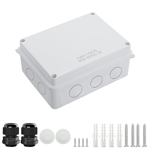LeMotech Junction Box, Electrical Box IP65 Water Resistant Dustproof ABS Plastic Project Enclosure for Electronics White, External Size 5.9 x 4.3 x 2.8 inch