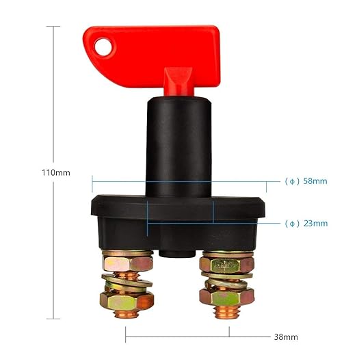 Jtron Car Battery Switch Disconnect 12v 200A Cut Off RV Battery Isolator Switch with 2 Keys for RV Ship Boat Small Yacht Camper Truck