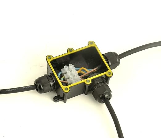 Junction Box Waterproof,Outdoor Junction Box, Waterproof Electrical Junction Box, IP68, 3 Way M20 coaxial Cable Connector Wire Range from 4 to 12mm, Black, 2 PCS