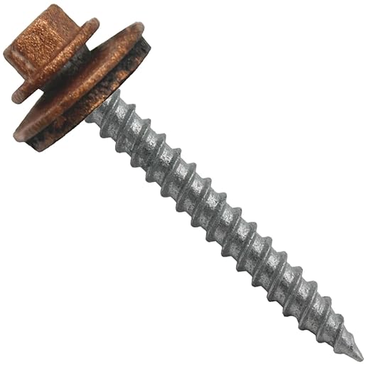 Metal Roofing Screws: (250)12 x 2" Copper Hex Sheet Metal Roof Screw. Sharp Point Metal to Wood siding Screws. 5/8" EPDM Washer