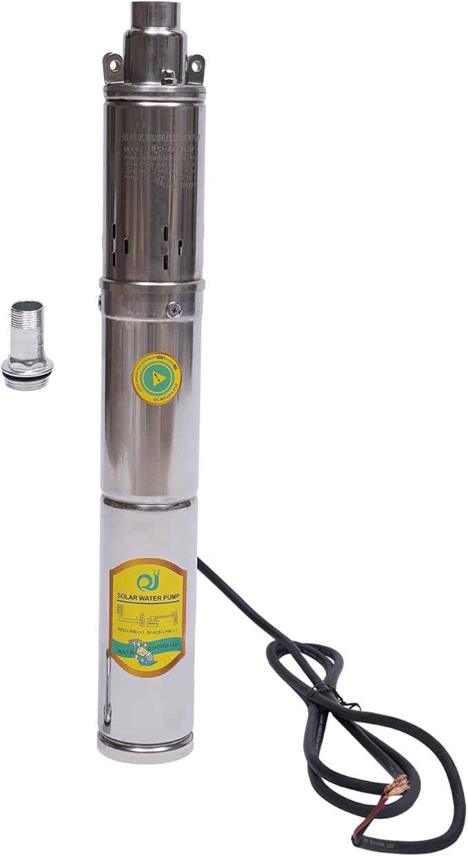 Solar Water Pump Deep Well DC 24V 370W w/Steel Submersible Pump Irrigation Garden,Solar Submersible Pump 65m