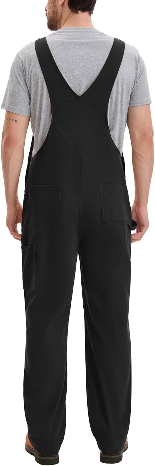 HISEA Flex Canvas Overalls for Men, Bib Work Double Knee Stretch Overall, Relaxed Fit Lightweight Workwear with Pockets