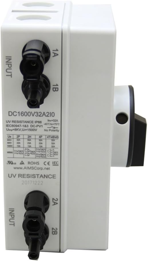 AIMS Power Solar PV DC Quick Disconnect Switch 1000V 64Amp