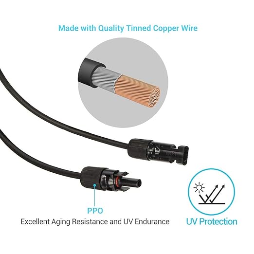Renogy 40Ft 10AWG Solar Panel Extension Cable, black
