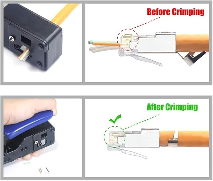VCELINK RJ45 Crimp Tool, All-In-One Ethernet Pass Through Crimper for CAT7 CAT6A CAT6 CAT5e CAT5 Ethernet Connectors by Screw Adjustment (Kit-with Punch down Tool)