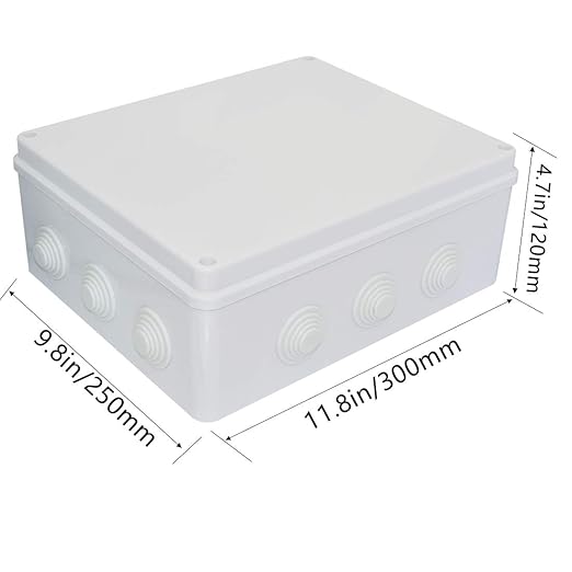 Zulkit Junction Box ABS Plastic Dustproof Waterproof IP65 Universal Electrical Boxes Project Enclosure White 11.8 x 9.8 x 4.7 inch (300mmx250mmx120mm)