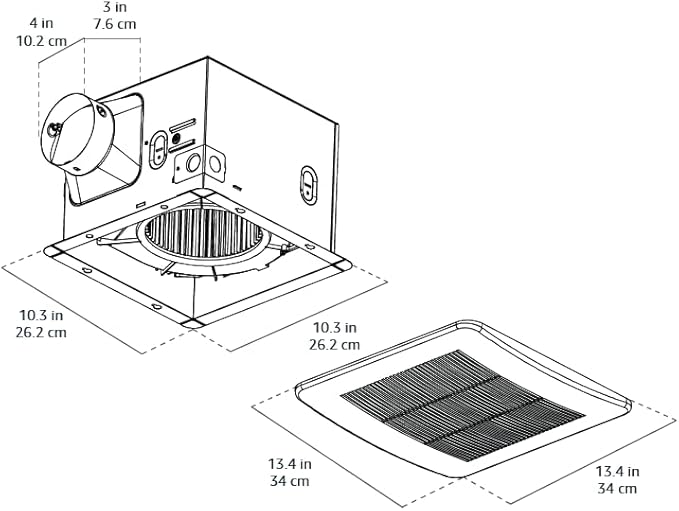 Amazon Basics AB-BV100 Bathroom Exhaust Fan, 110 CFM, 1.0 Sone, Ultra Quiet Operation, ENERGY STAR Certified, White