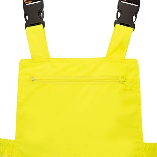 Pioneer Hi Vis Ripstop Waterproof Bib Pants/Overalls for Men - Reflective Safety Work Rain Pants - High Visibility Yellow