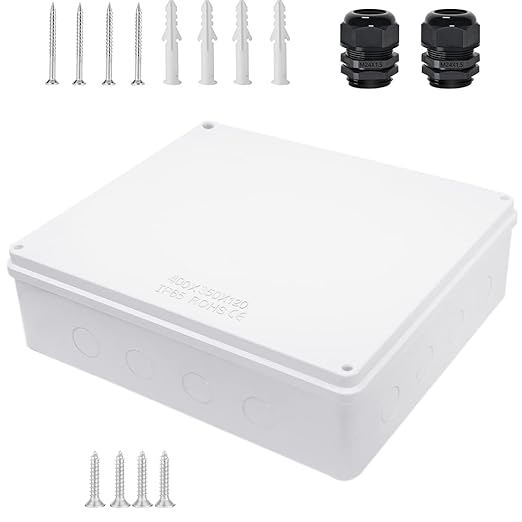 Junction Box, Zulkit Project Box with Reserved Holes IP65 Waterproof Dustproof Electrical Box ABS Plastic Project Enclosure White 15.7 x 13.8 x 4.7 Inch