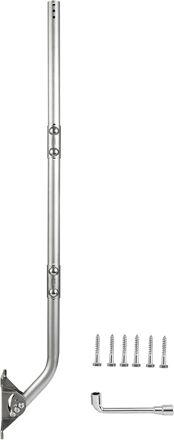 CEKAY Stainless Steel Antenna Mount (1.5" x 51"), Heavy-Duty Adjustable J-Pole Mast for TV Antenna, Starlink, Satellite Dish, or Weather Station, Universal Wall, Eave & Roof Mounting Bracket