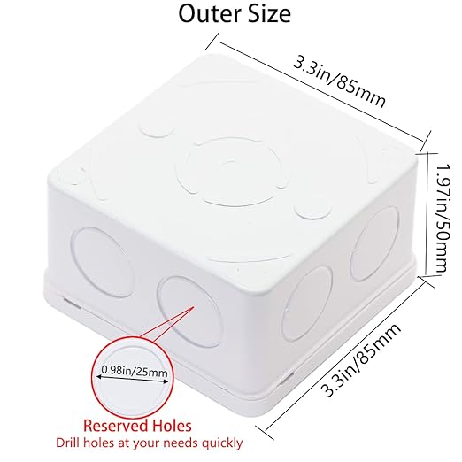 Junction Box, Zulkit Project Box with Reserved Holes IP55 Waterproof Dustproof Electrical Box ABS Plastic Project Enclosure White 3.4 x 3.4 x 2 Inch