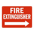 SmartSign 10 x 14 inch “Fire Extinguisher” Metal Sign with Right Arrow, 40 mil Laminated Rustproof Aluminum, Red and White, Made in USA