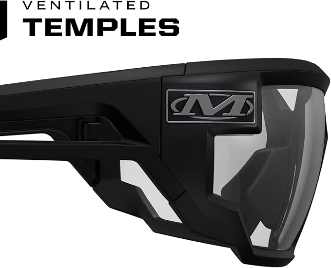 Mechanix Wear Type-X Clear Lens Safety Glasses - Anti-Fog Polycarbonate Industrial Safety Glasses - Ventilated Temples & Scratch-Resistant Lenses - Black Frame
