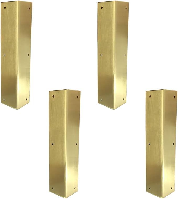 4Pcs Antique Pure Brass Corner Protectors Braces Classical Furniture Tables and Chairs Cabinet Corner Guard (Gold)