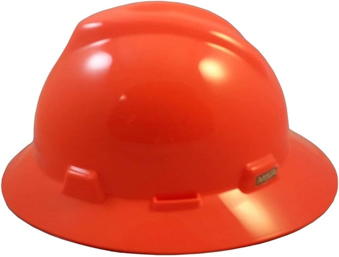 MSA V-Gard Full-Brim Hard Hat with Suspension - Polyethylene Shell, Superior Impact Protection and Self Adjusting Crown Straps - Standard Size Hard Hat