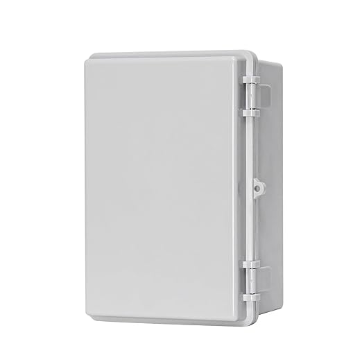 Waterproof Outdoor Junction Box ABS Plastic Electrical Enclosure Hinged Cover Electric Box with Mounting Plate for LED Lights, Solar Panels, and Surveillance Cameras(11.4"x7.4"x5.5")