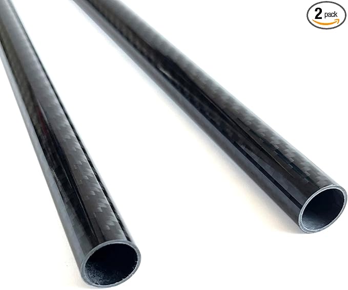 2pcs Carbon Fiber Tube 16mmx14mmx420mm 3K roll Wrapped Twill Glossy Finish