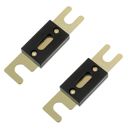 BoJack 2pcs 500A ANL Fuse Holder and 2pcs 500Amp 32VDC ANL Fuses for Audio and Video Systems