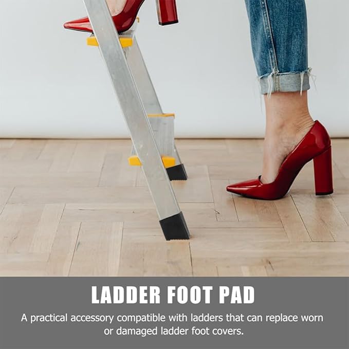 Operitacx Ladder Feet Covers 6Pcs 1.57 Inch Square Non-Slip Rubber Caps for Folding Household Step Ladder Floor Protection and Stability