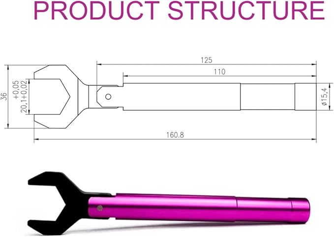 TOJOIN 1 pcs Purple N Type Torque Wrench 1 N·m Opening 20MM Protect RF Connector for RF Microwave Measurements