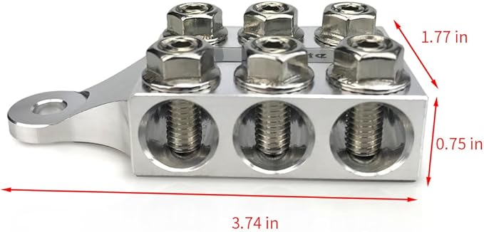 Vgate 12-Way Post Terminal Distribution Block Bus Bar, 8AWG up to 4/0(XL) AWG Gauge, for Lithium or AGM Lead Acid Battery with Bolt Down Ends or Threaded Studs, M8 or 5/16”-18