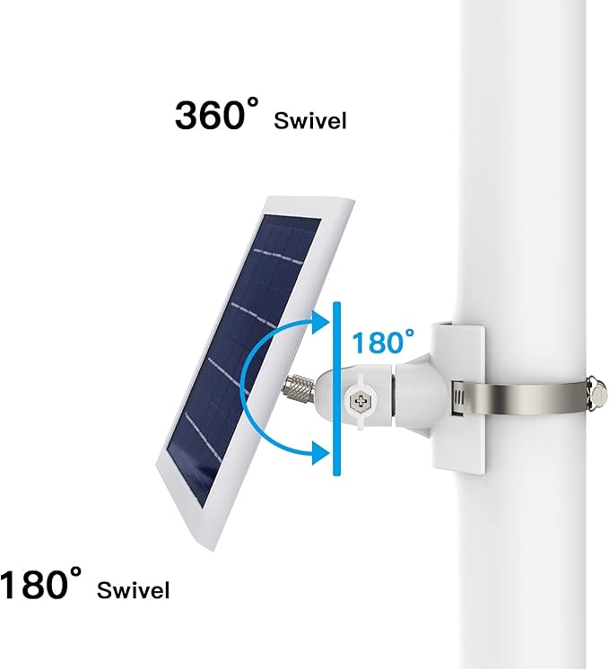 Universal Solar Panel Mount for Eufy/Ring/Reolink/Arlo Solar Panel and More, Fits Up to 17 inch Pole, Tree, Cylindri Rail, Drainage Pipe (White)