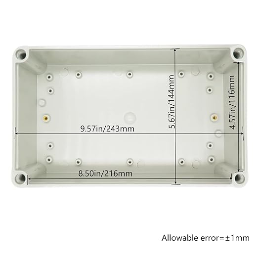 Zulkit Junction Box ABS Plastic Dustproof Waterproof IP67 Junction Boxes Universal Electrical Project Enclosure DIY Electronic Project Box Grey 9.84 x 5.91 x 5.12 inch (250 x 150 x 130mm)