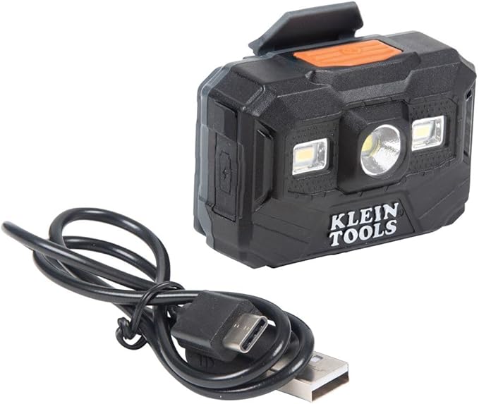 Klein Tools 60407RL Hard Hat, Rechargeable Headlamp, Vented, Full Brim Style, Padded Self-Wicking Odor-Resistant Sweatband, White