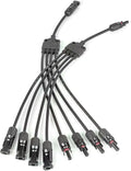 Solar Panel Connectors Y Branch 1 to 4 Parallel PV Adapter Cable, Y Branch Connectors 1 to 4 Solar Adapter Cable Plug Tool (M/FFFF,F/MMMM), 1500V (Black) Length:19.9in(2pcs)