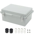 Zulkit Junction Box ABS Plastic Dustproof Waterproof IP67 Electrical Boxes Hinged Shell Outdoor Universal Project Enclosure Grey, Stainless Steel Buckles 10.2 x 6.3 x 3.9 Inch