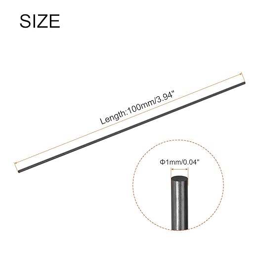 MECCANIXITY Carbon Fiber Rod, 1mm x 100mm Carbon Rod Bar for RC Plane DIY Craft Kite Wing Tube Quadcopter Arm Repair Pack of 24