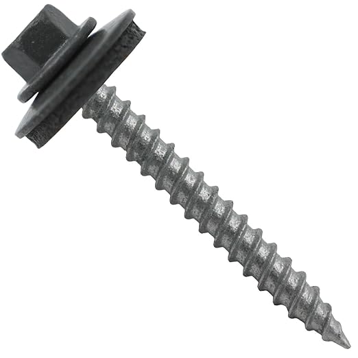 Metal Roofing Screws: (250)12 x 2" FAB. Charcoal Hex Sheet Metal Roof Screw. Sharp Point Metal to Wood siding Screws. 5/8" EPDM Washer
