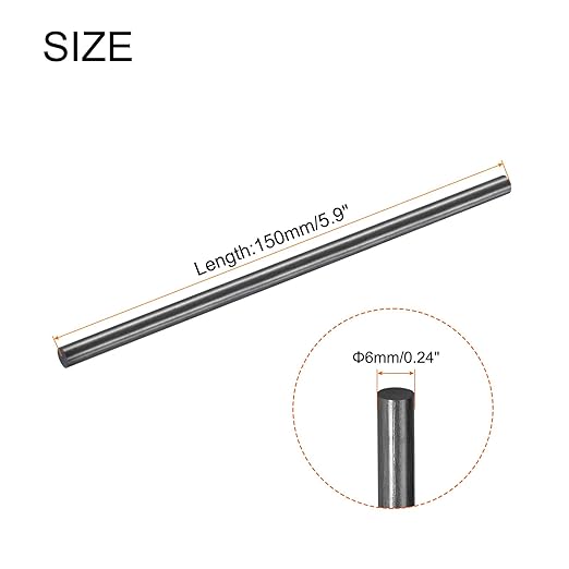 MECCANIXITY 4 Pack Carbon Fiber Rod, 6mm x 150mm for RC Plane DIY Tool Wing Tube Quadcopter Arm