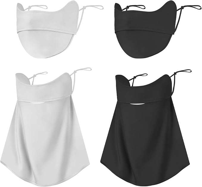 4 Pcs UV Sun Protection Face Mask and Neck Gaiter Scarf Cover UPF50+ Breathable Cooling Design for Summer Outdoor Activities