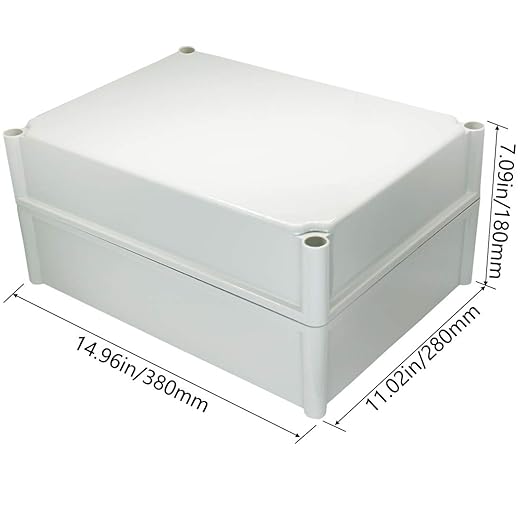 Zulkit Junction Box ABS Plastic Dustproof Waterproof IP67 Junction Boxes Universal Electrical Project Enclosure DIY Electronic Project Box Grey 14.96 x 11.02 x 7.09 inch (380 x 280 x 180 mm)